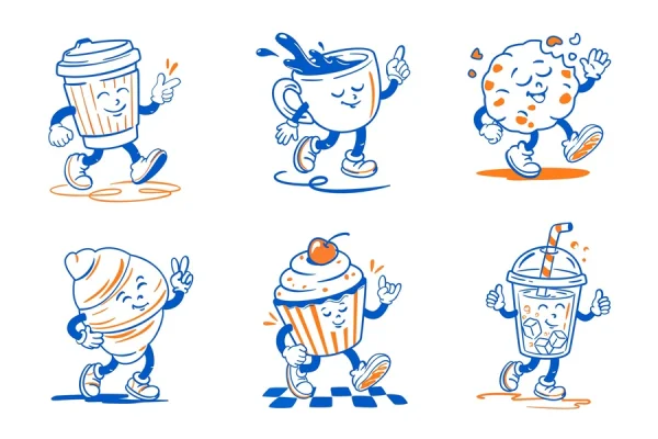 Bakery Retro Mascot Characters