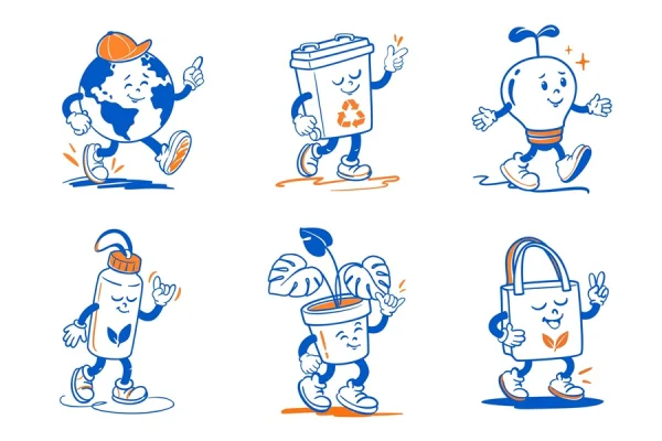 Ecology Retro Mascot Characters