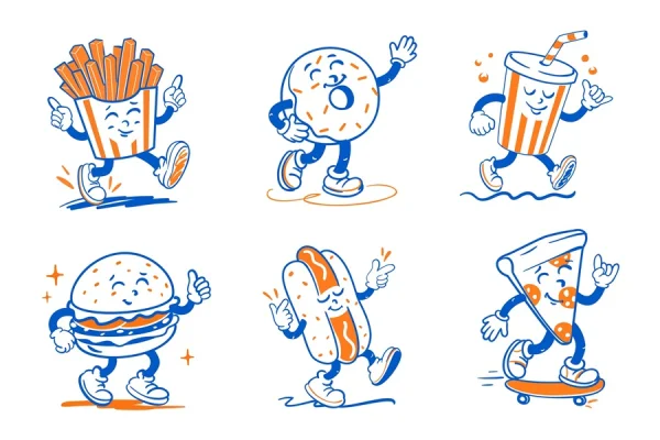 Fast Food Retro Mascot Characters