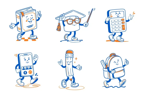 School Retro Mascot Characters