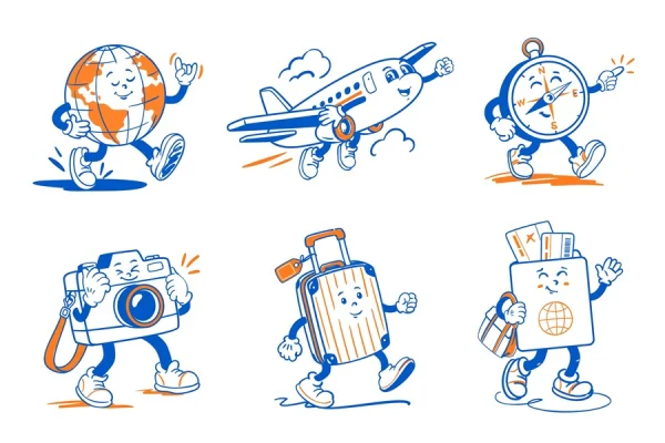 Travel Retro Mascot Characters