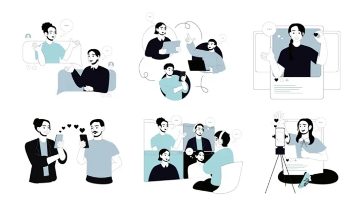 Social Network Flat Illustrations