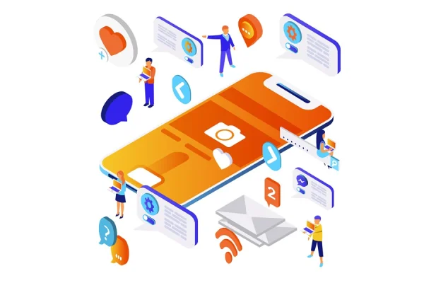 Social Network Isometric Illustration