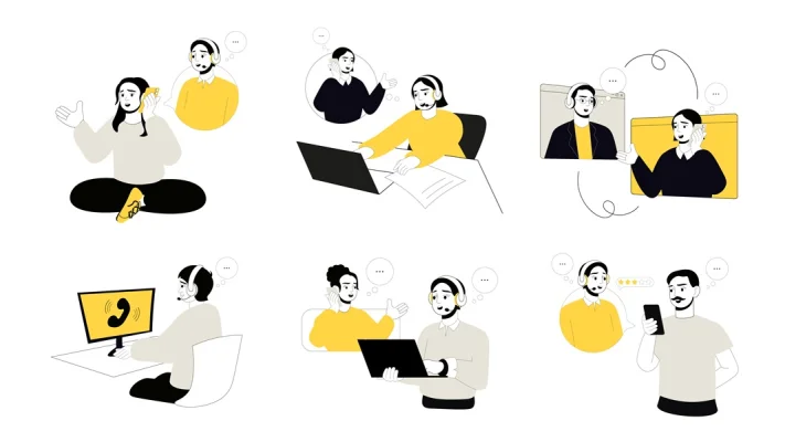Call Center Flat Illustrations