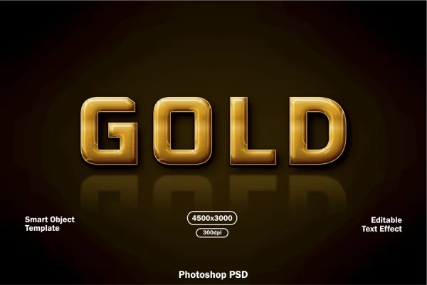 Glossy Gold Metallic Text Effect