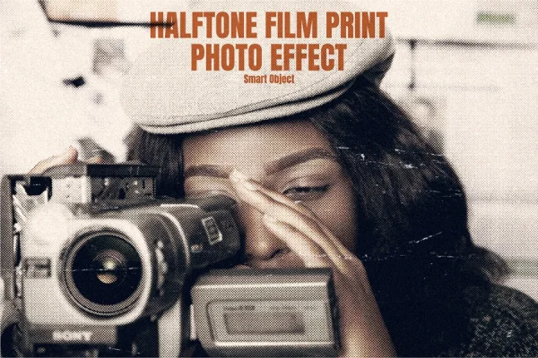 Halftone Film Print Photo Effect
