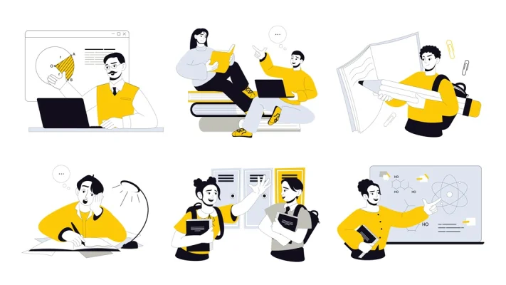 School Learning Flat Illustrations