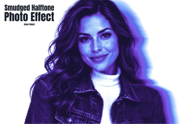 Smudged Halftone Photo Effect