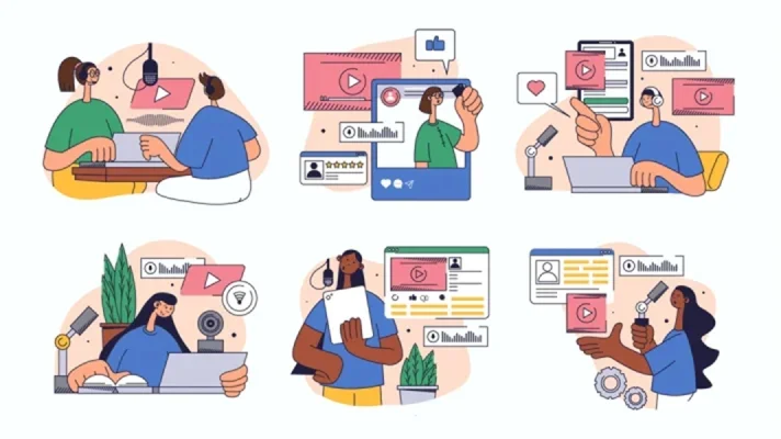 Video Podcast Vector Illustrations