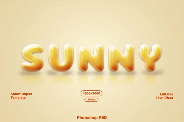 Glossy Yellow Inflatable Text Effect