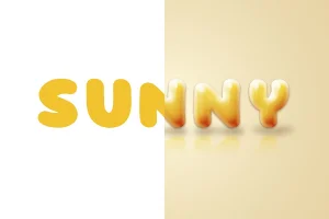 Glossy Yellow Inflatable Text Effect